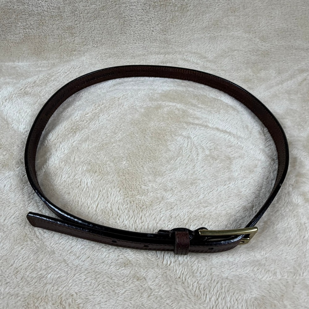 Woolrich Mens Genuine Leather Belt Dark‎ Brown Brass Buckle Size L